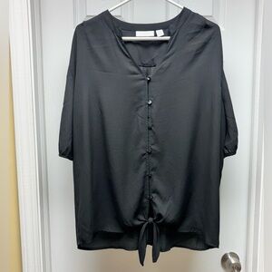 Chico’s Black Button-Front Tie Hem Blouse – Size 3 (XL/16)